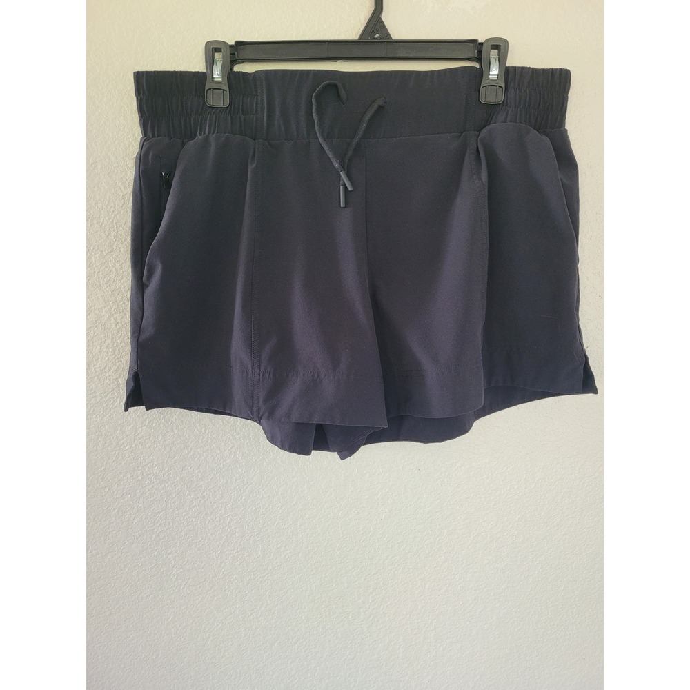 All‎ in Motion Womens Black Active Shorts Large Elastic Waist Zipper Pocket #P3